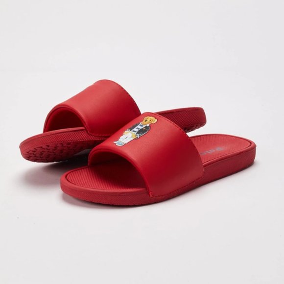 Polo Ralph Lauren Cayson Big Bear Slides Sandals Red Grade School Kids - Picture 2 of 3